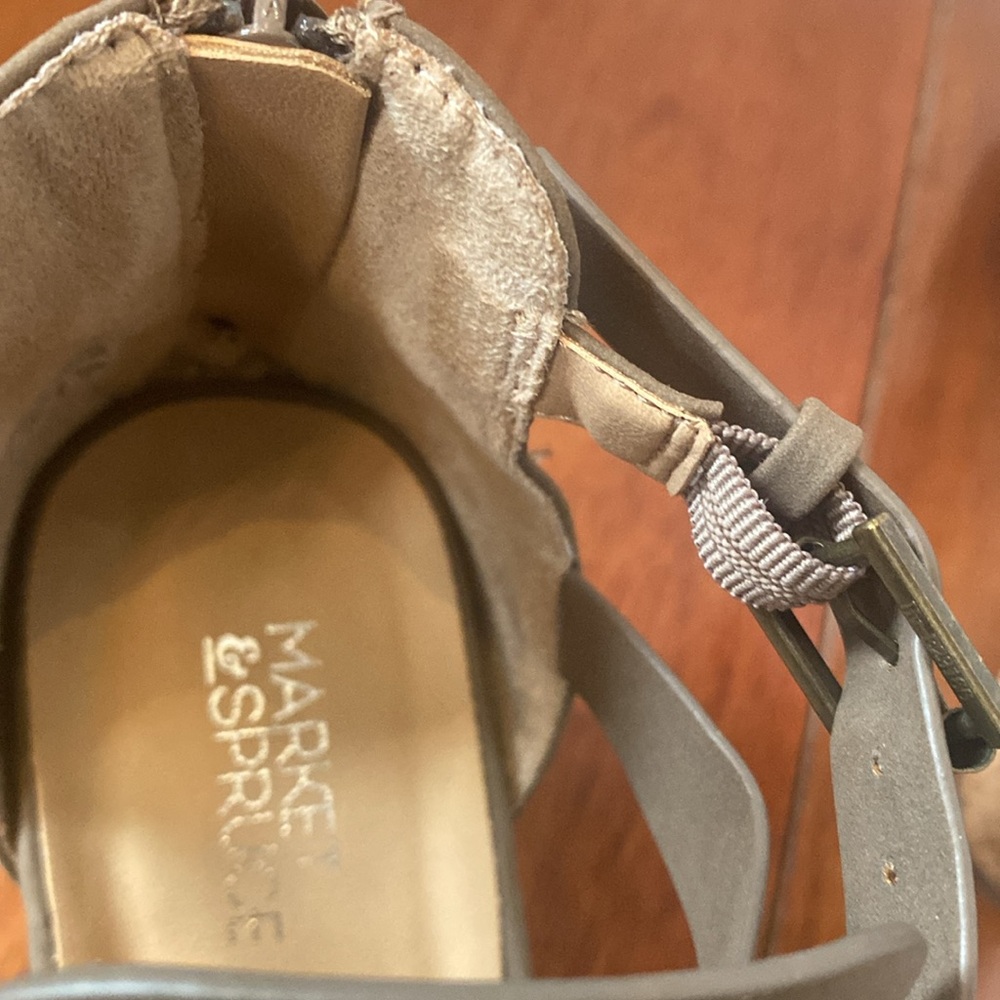 Women’s Market & Spruce Ryann Peep toe leather wedge back zip shoes  sz 9 new - Picture 5 of 8